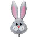 Oaktree Foil Balloon Rabbit Head Metallic Grey 35