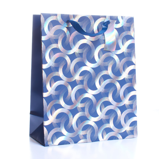 Gift Bag Blue/Silver Pattern Bottle 6pk