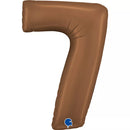 Satin chocolate 40-inch Grabo foil number 7 balloon with shiny, reflective surface and bold numeral design.