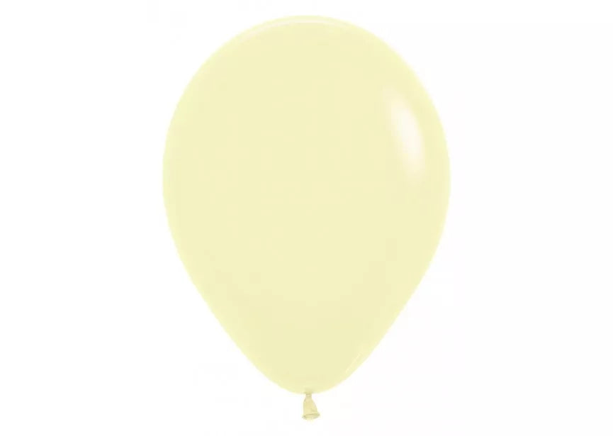 Sempertex Pastel Matte Yellow 12-inch latex balloons, 12-pack, ideal for decorating events with soft yellow color