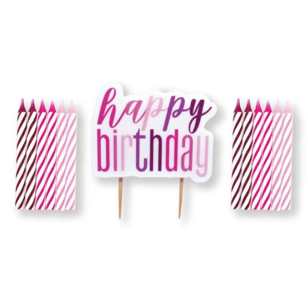Unique 13 Pack Party Candle Pink Glitz Birthday