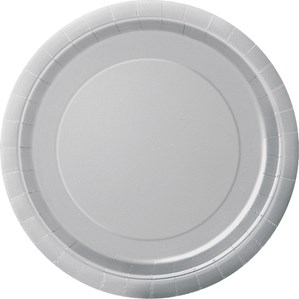Unique 8 Pack Plates Silver Round 9
