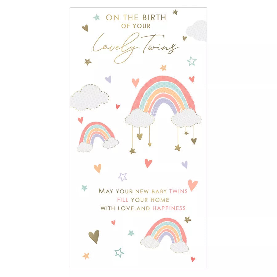 Set of six Prelude newborn twin cards featuring adorable designs, perfect for celebrating new arrivals.