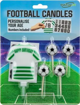 Oaktree Party Candle Football Green & White 8cm