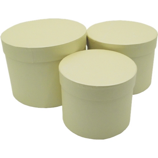 Cream Round Hat Box - Set of 3