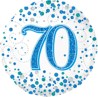 Oaktree Sparkling Fizz Age 70 Blue 18" Foil
