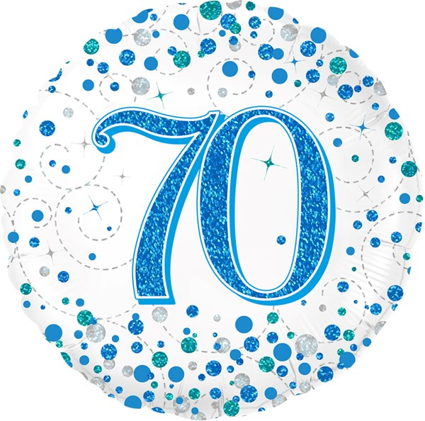 Oaktree Sparkling Fizz Age 70 Blue 18" Foil
