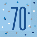 Blue Glitz 70th Birthday Lunch Napkins 16pk