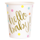 Hello Baby Gold 9oz Cups 8pk