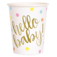 Hello Baby Gold 9oz Cups 8pk