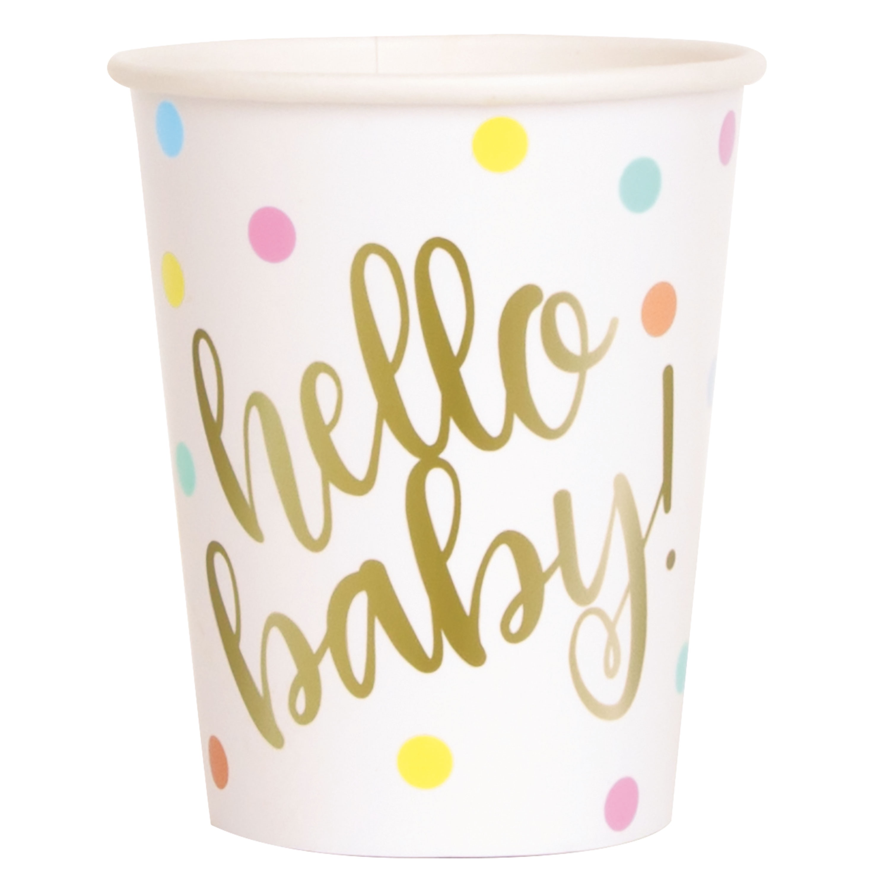Hello Baby Gold 9oz Cups 8pk