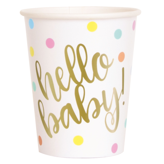 Hello Baby Gold 9oz Cups 8pk