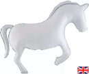 Oaktree Horse Metallic White 35-inch foil balloon with shiny horse design for celebrations and decorative events