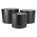 APAC Hat Boxes Black Set of 3 (Largest 19x14.4cm)