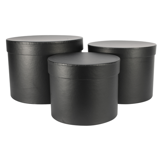 APAC Hat Boxes Black Set of 3 (Largest 19x14.4cm)