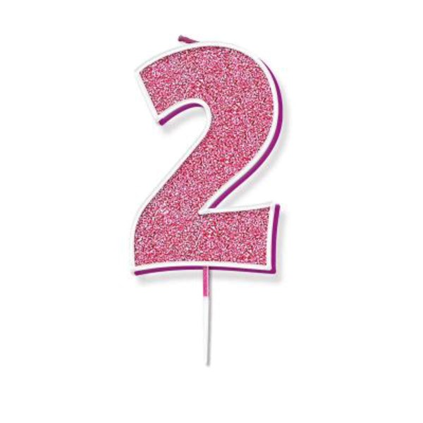 Oaktree Party Candle Number 2 Pink 7.5cm
