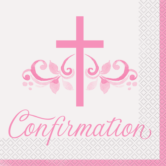 Unique Pink Confirmation Holy Cross Napkins 16pk