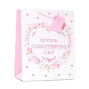 Gift Bag Christening Day Heart Pink Large 6pk