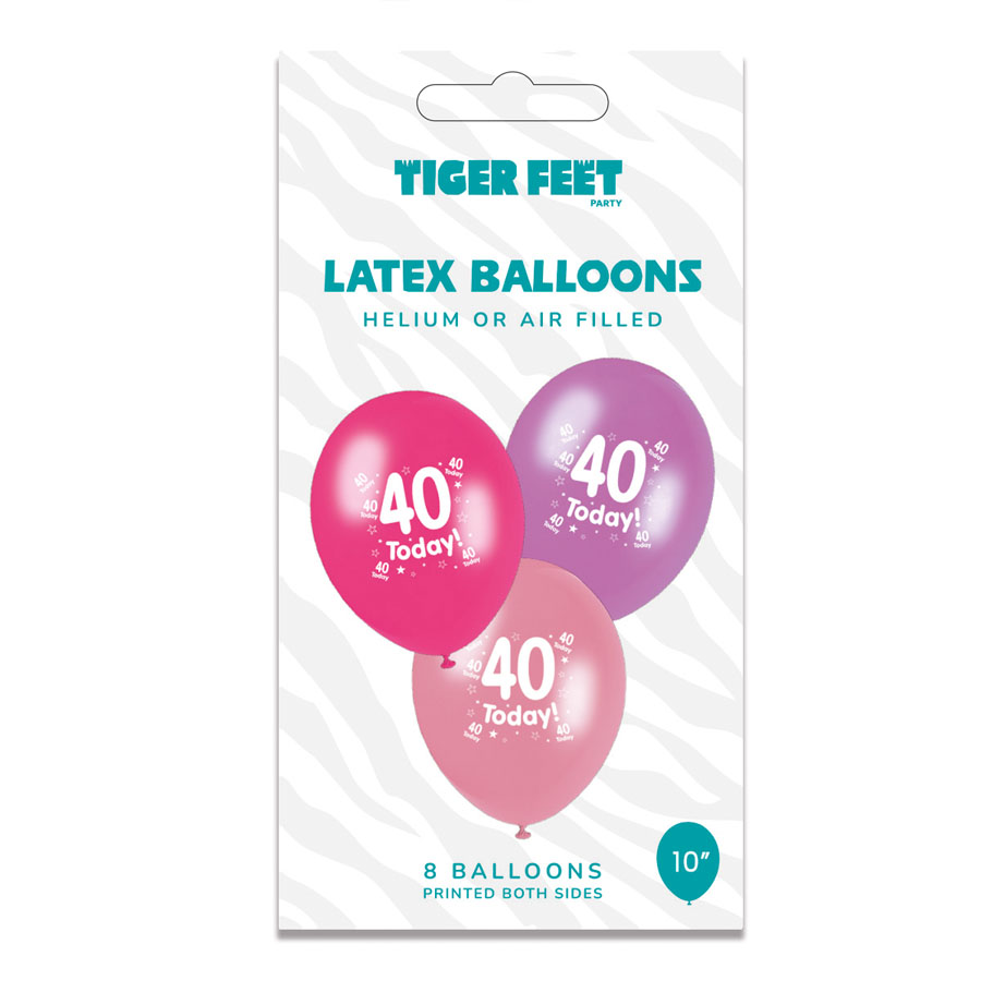 6 x 8pk Latex Balloons Birthday Age 40