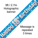 Oaktree Banner Age 18 Blue Holographic 9ft