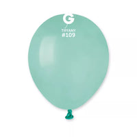 Gemar 50-pack Tiffany latex balloons for decorators, 5-inch size, bright blue color, ideal for party decorations and celebrations.