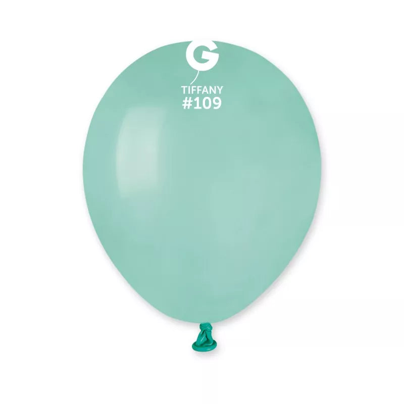 Gemar 50-pack Tiffany latex balloons for decorators, 5-inch size, bright blue color, ideal for party decorations and celebrations.