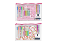 Colorful unicorn and rainbow-themed mixed stationery set by Gem Imports, includes pens, notebooks, and accessories with vibrant designs.