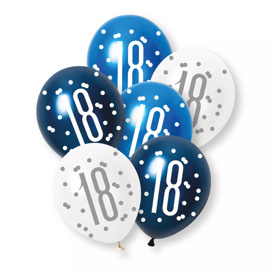Unique Glitz Age 18 Blue 12" Latex 6pk