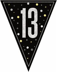 Unique Bunting Black Glitz Age 13 9ft
