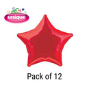 Unique 12 Pack Foil Balloon Red Star 20
