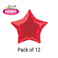 Unique 12 Pack Foil Balloon Red Star 20