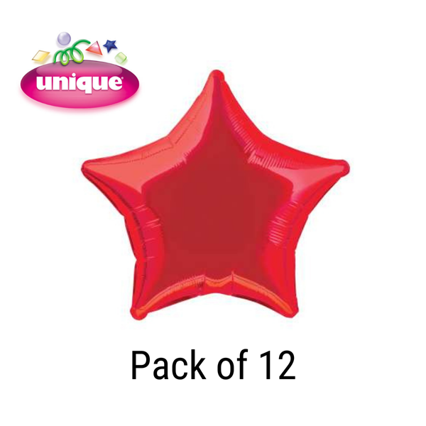 Unique 12 Pack Foil Balloon Red Star 20