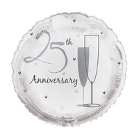 Silver Wedding Anniversary Round 18" Foil Balloon