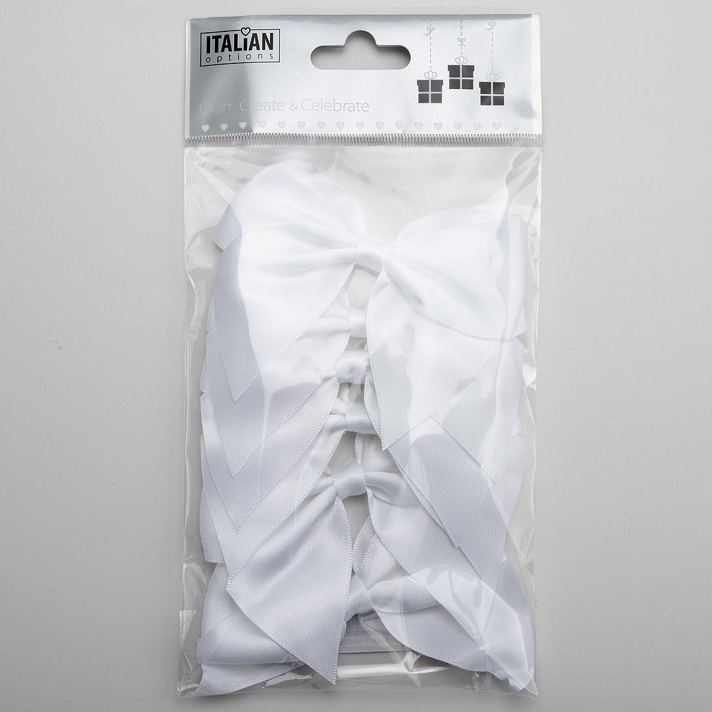 Italian Options 6 Pack Ribbon Bows White 10cm
