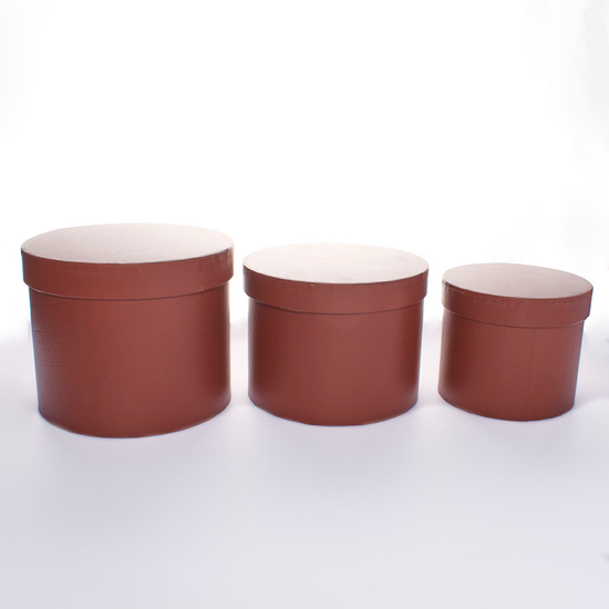 Hat Box Brown 3pc L-6x7.5"/M-5.5x7"/S-4.5x5.5