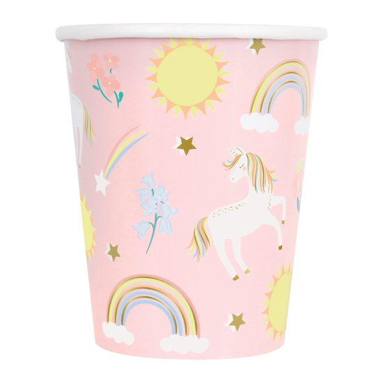 Unique 8 Pack Paper Cups Dainty Unicorn 9oz