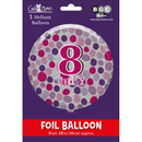 Age 8 Pink Dots 18" Foil Balloon