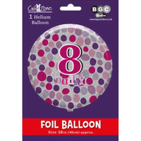 Age 8 Pink Dots 18" Foil Balloon