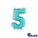 Pastel Blue 14" Foil Number Balloon Five
