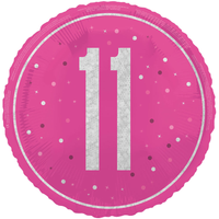 Unique Foil Balloon Pink Glitz Age 11 18"