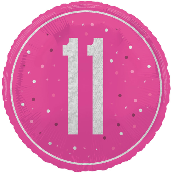 Unique Foil Balloon Pink Glitz Age 11 18"