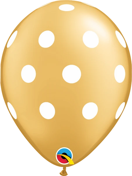 Qualatex Polka Dots Gold 11" Latex Balloons 25pk