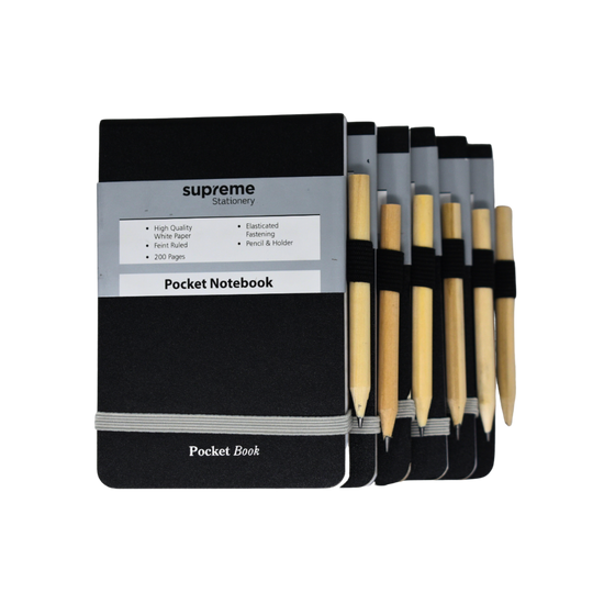 Pocket Notebook W/Pencil 6pk