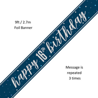 Unique Banner Blue Glitz Age 16 9ft