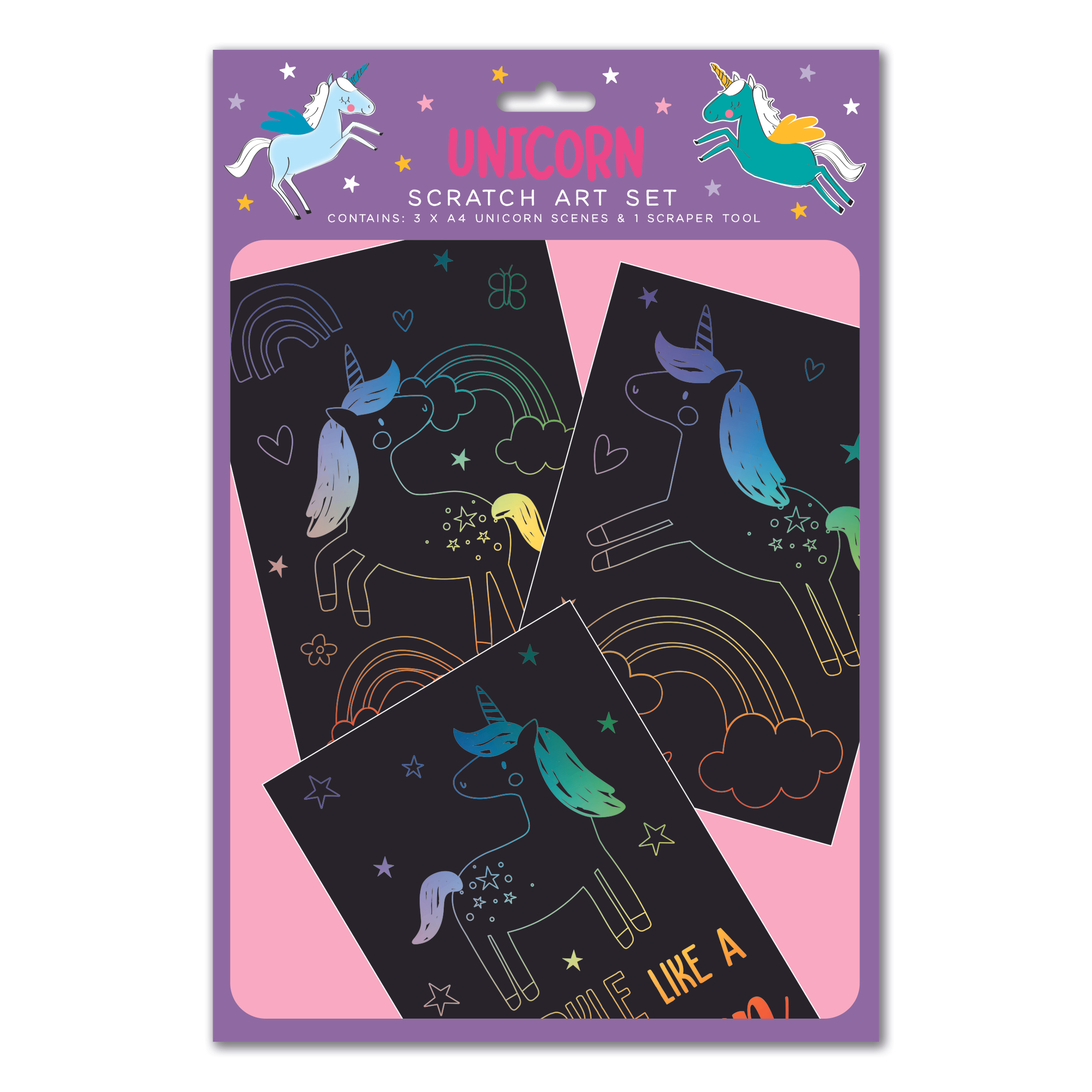 Eurowrap Scratch Art 3pc Unicorn