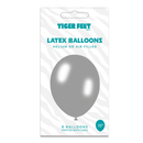 Tiger Feet 6 x 8pk Latex Balloons Silver 10