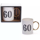 Tiger Feet Age 60 Art Deco mug featuring a colorful design and bold typography, perfect for celebrating a 60th birthday.
