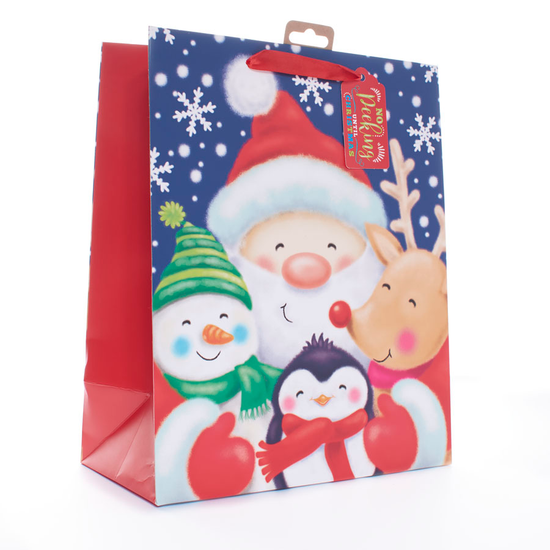Gift Bag Santa & Friends Large Portrait 12pk