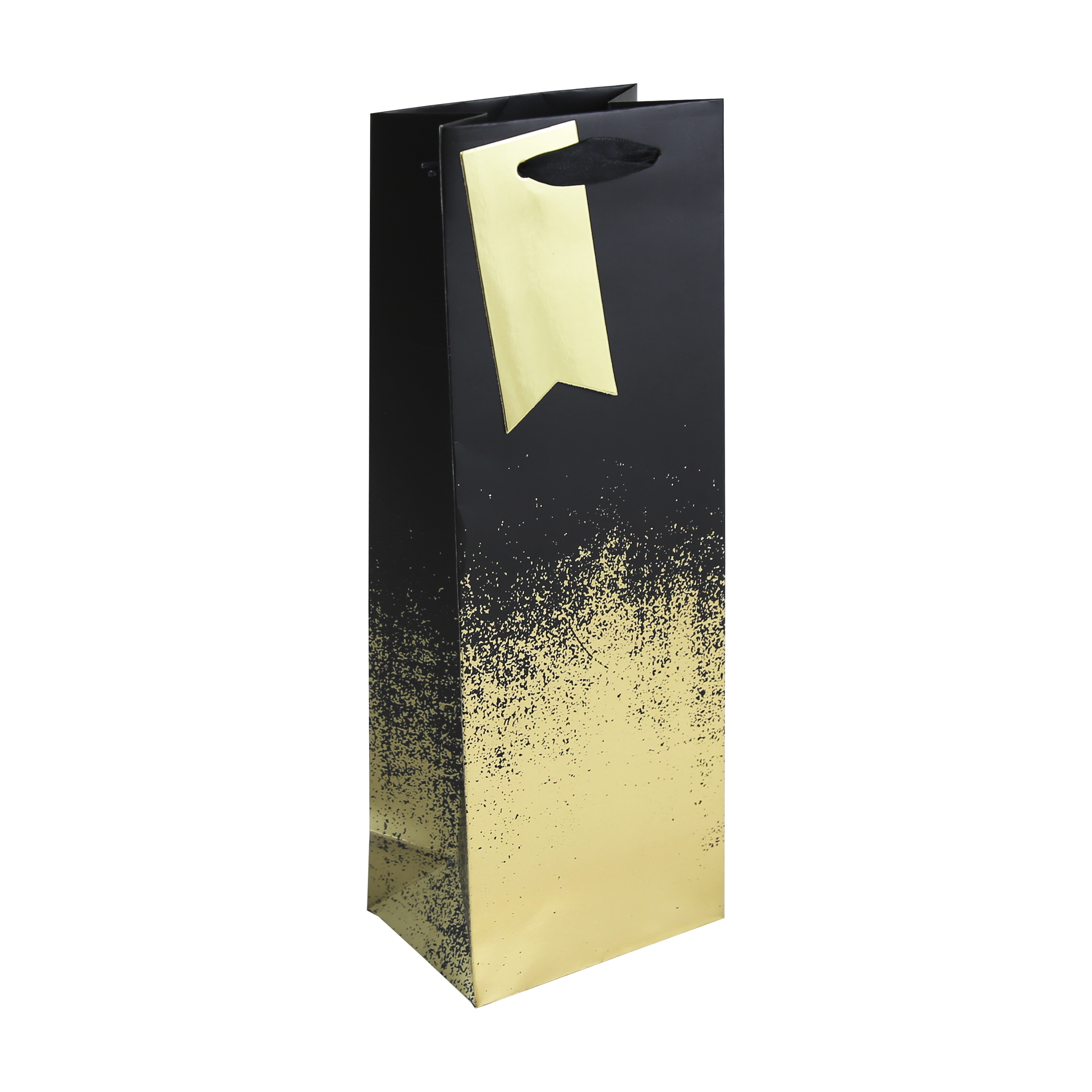 Black & Gold Distressed Bottle Gift Bag 6pk