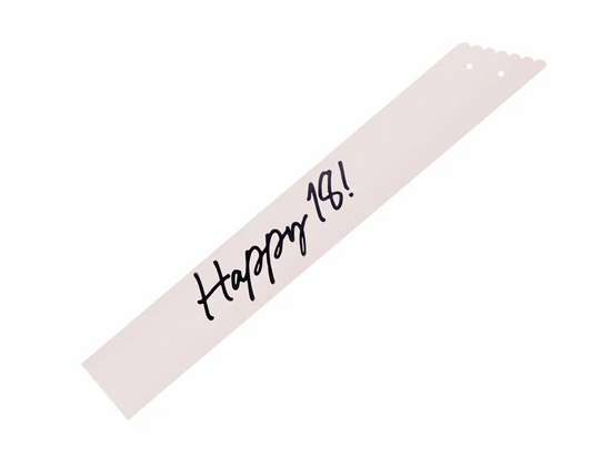 PartyDeco Paper Sash Age 18 Cream & Black 76cm